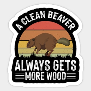 A Clean Beaver Always Gets More Wood Funny Adult Joke Sticker
